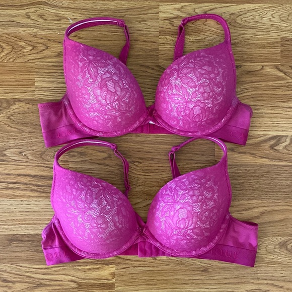 Cacique Intimates & Sleepwear Cacique Boost Plunge Bra Bundle Hot Pink Lace Full Coverage